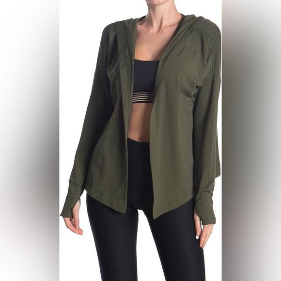 Nike Jackets & Blazers - NWT- NIKE- Dri Fit Olive Green Yoga Core Essential Shawl Sweater Women's,Size XL